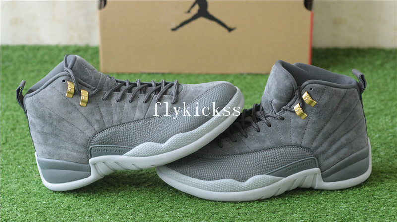 Authentic Air Jordan 12 Grey Suede